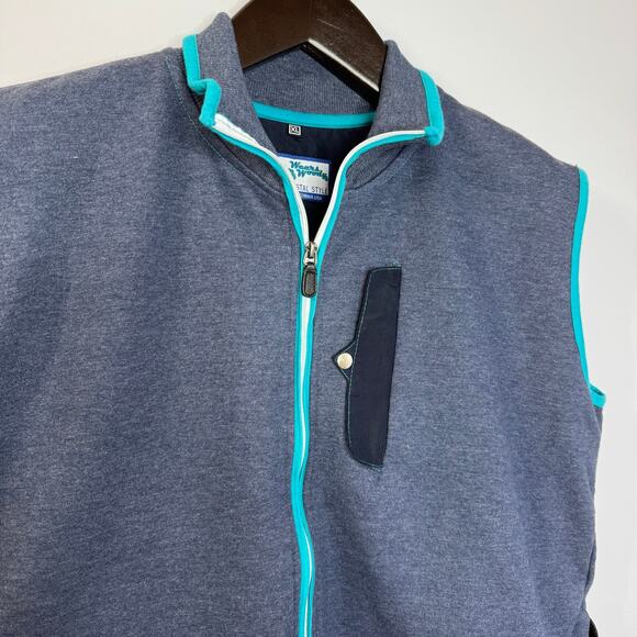 Wears Woody Men's Full Zip Vest Pockets Preppy Performance Coastal Size XL - Picture 2 of 13